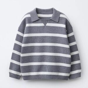 Zara Kids Gray Striped Knit Sweater